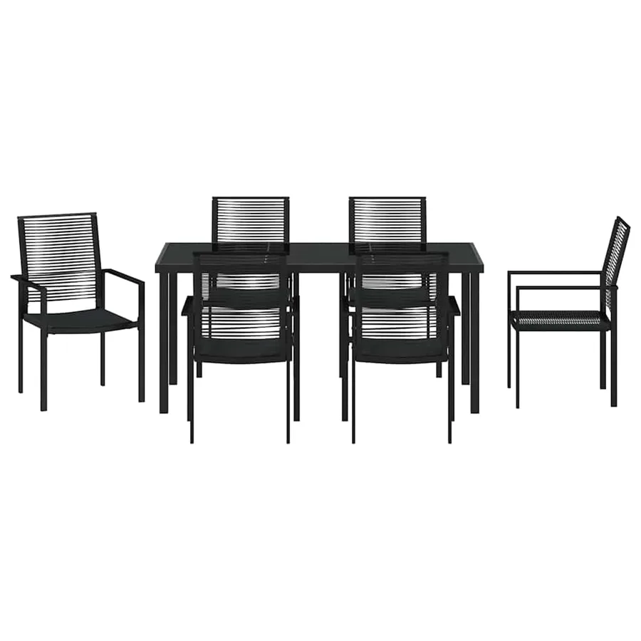 Ensemble de salle à manger pour jardin 7 pcs Noir - 7