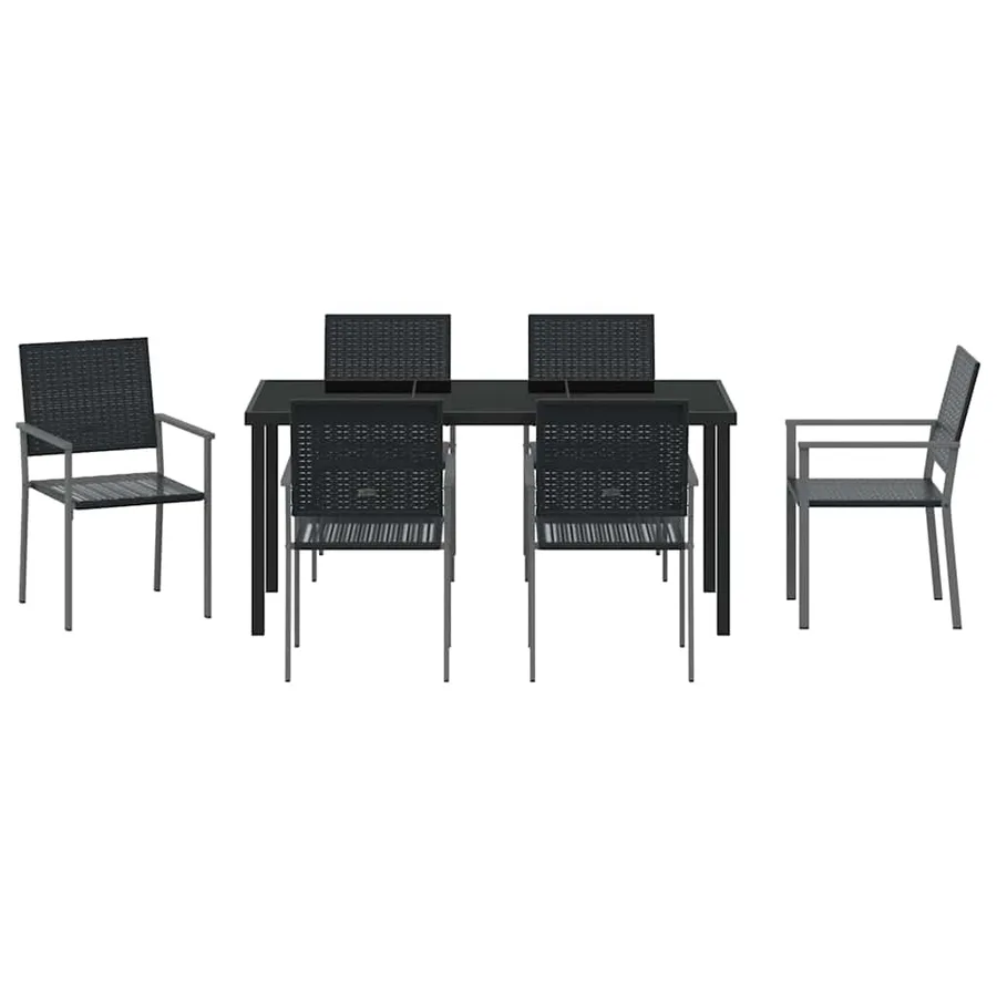 Ensemble de salle à manger pour jardin 7 pcs Noir Rotin PE - 7