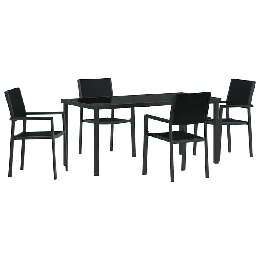 Ensemble de salle à manger pour jardin 5 pcs Noir - 2