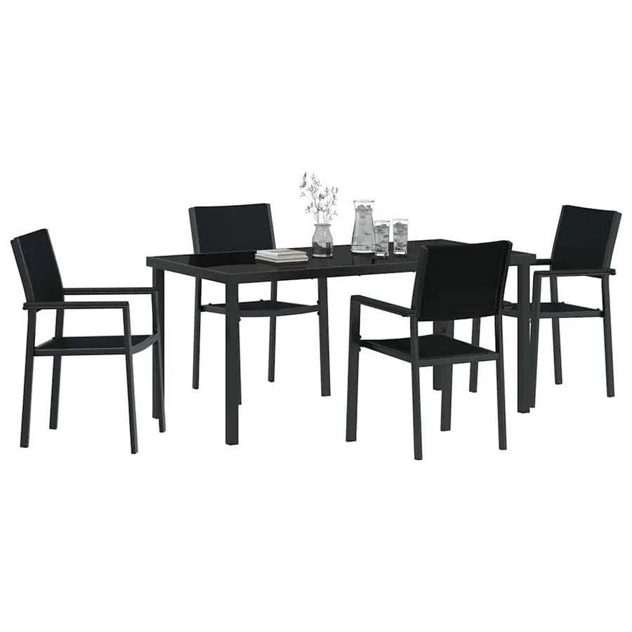 Ensemble de salle à manger pour jardin 5 pcs Noir - 3
