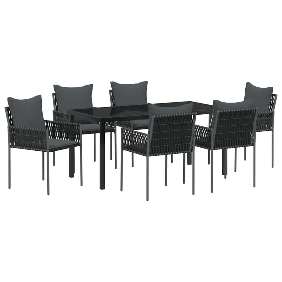 Ensemble de salle à manger pour jardin 7 pcs Noir et gris - 2
