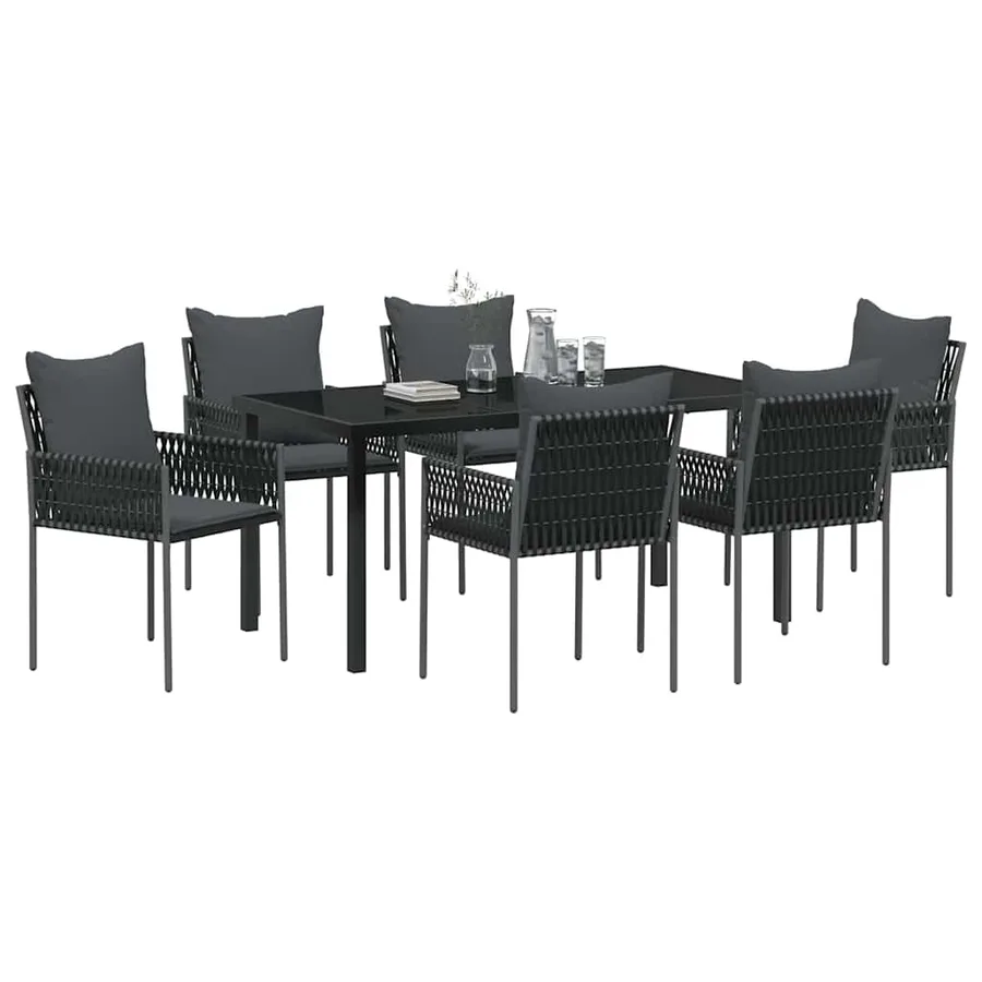 Ensemble de salle à manger pour jardin 7 pcs Noir et gris - 3