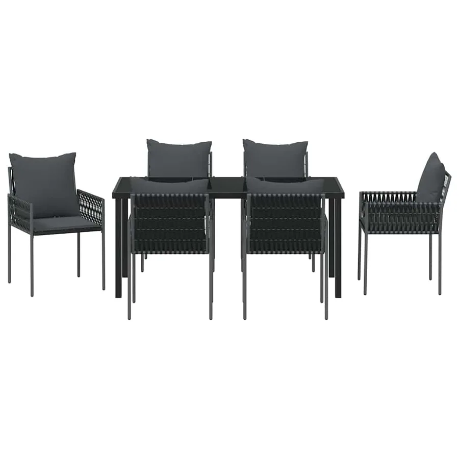 Ensemble de salle à manger pour jardin 7 pcs Noir et gris - 7