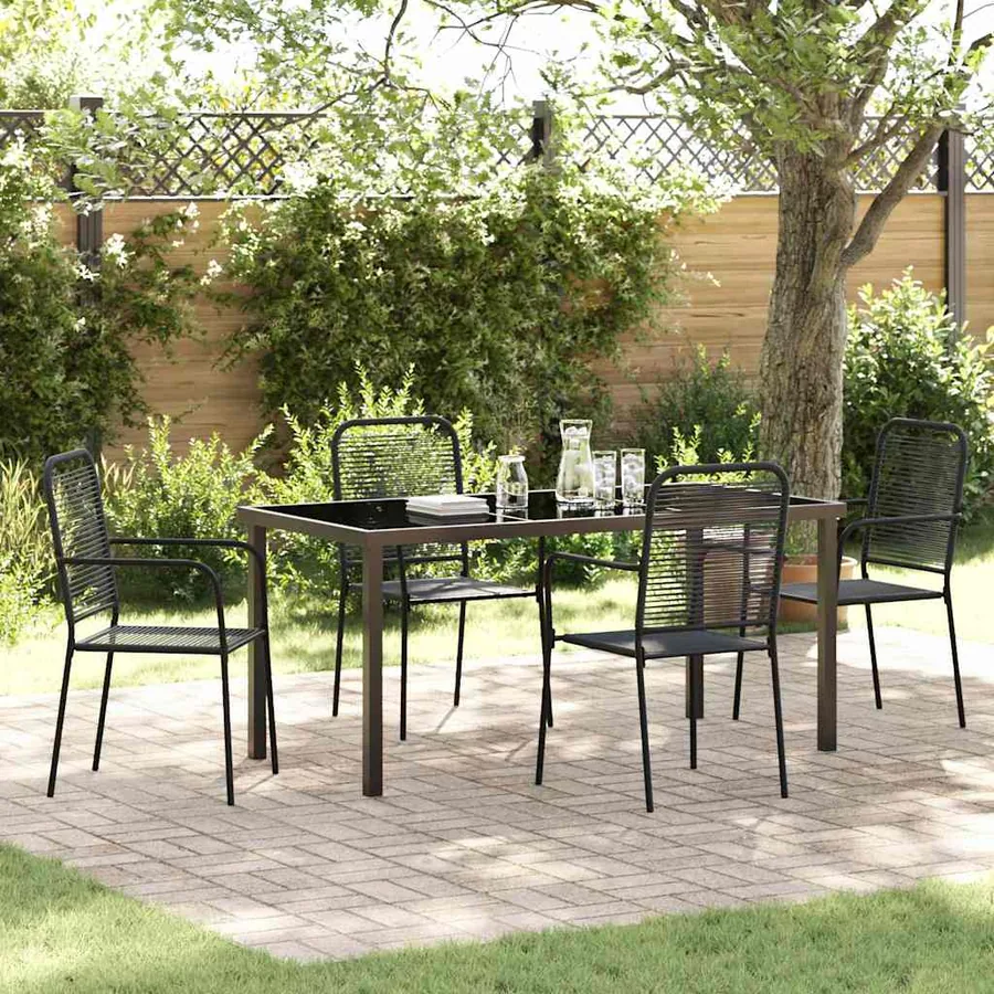 Ensemble de salle à manger pour jardin 5 pcs Noir