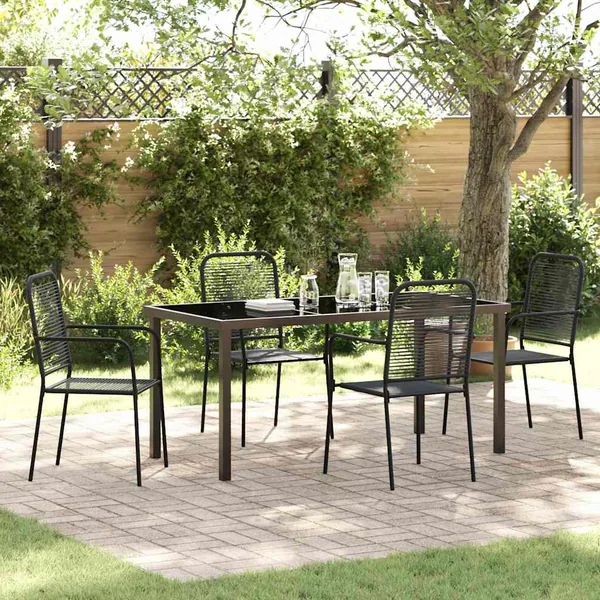 Ensemble de salle à manger pour jardin 5 pcs Noir