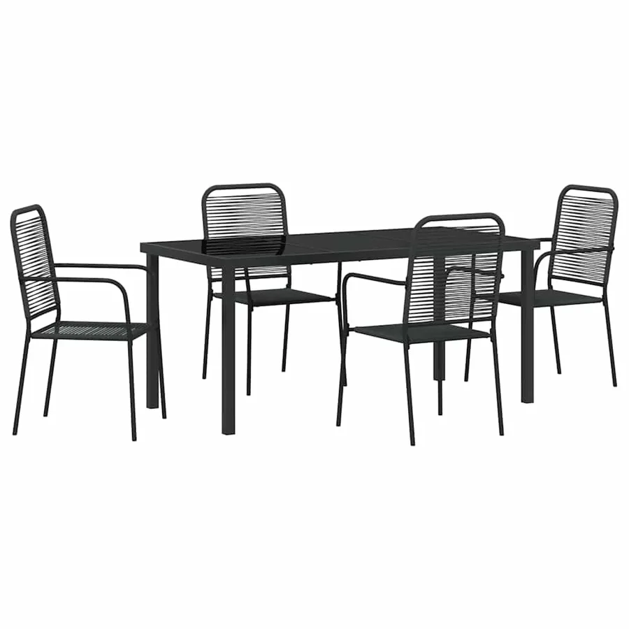 Ensemble de salle à manger pour jardin 5 pcs Noir - 2