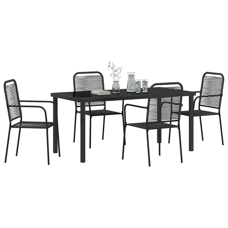 Ensemble de salle à manger pour jardin 5 pcs Noir - 3