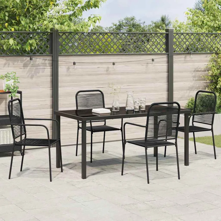 Ensemble de salle à manger pour jardin 5 pcs Noir - 4