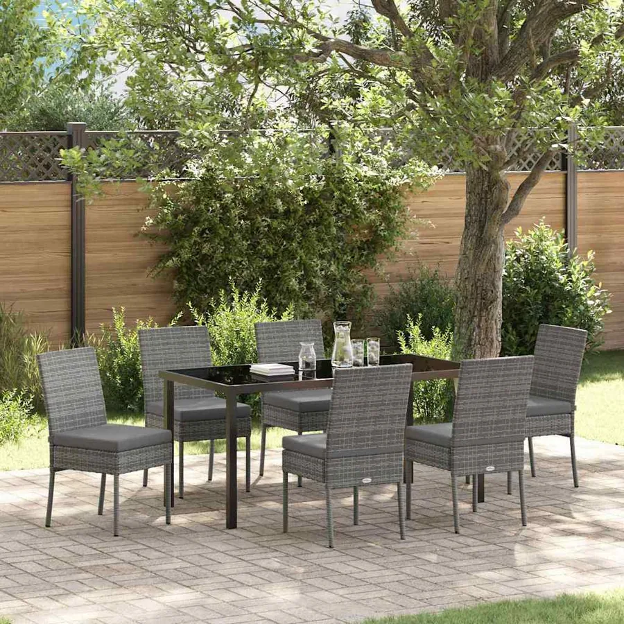 Ensemble de salle à manger pour jardin 7 pcs Gris
