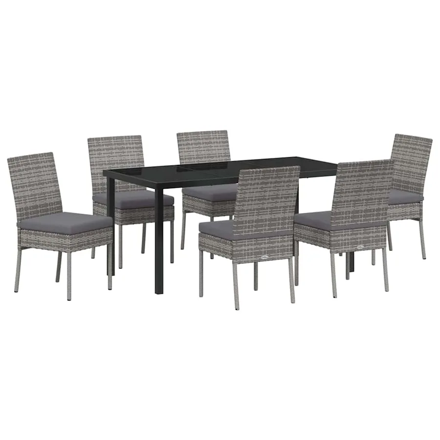 Ensemble de salle à manger pour jardin 7 pcs Gris - 2