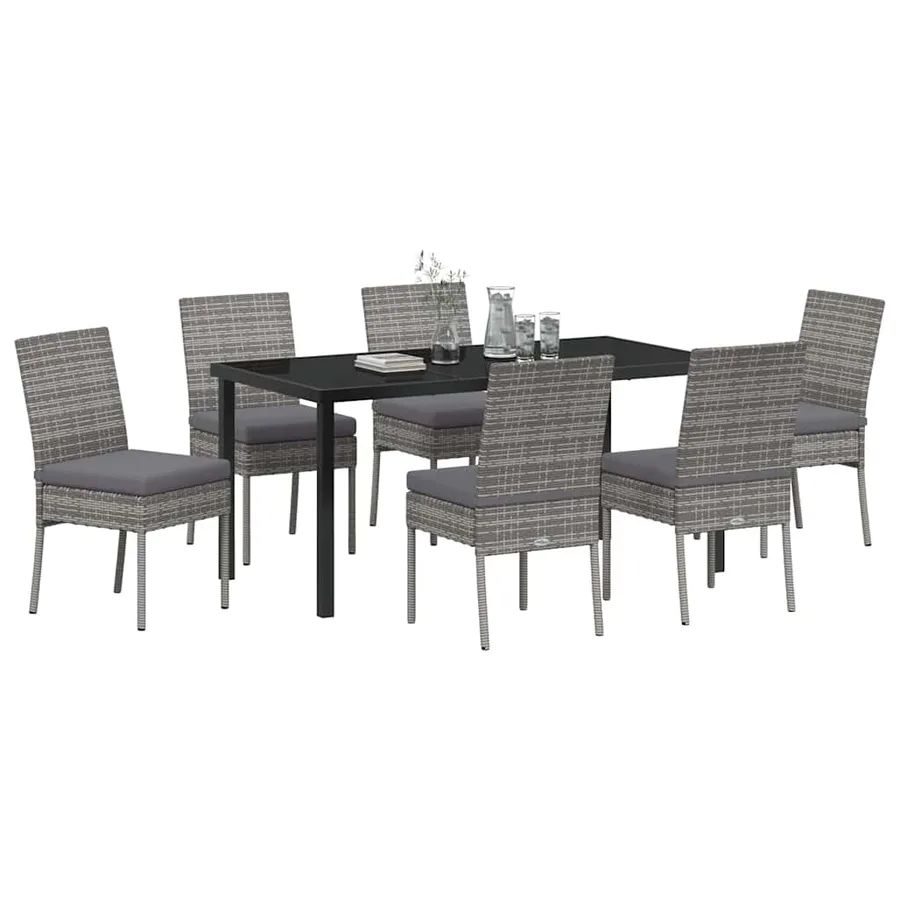 Ensemble de salle à manger pour jardin 7 pcs Gris - 3