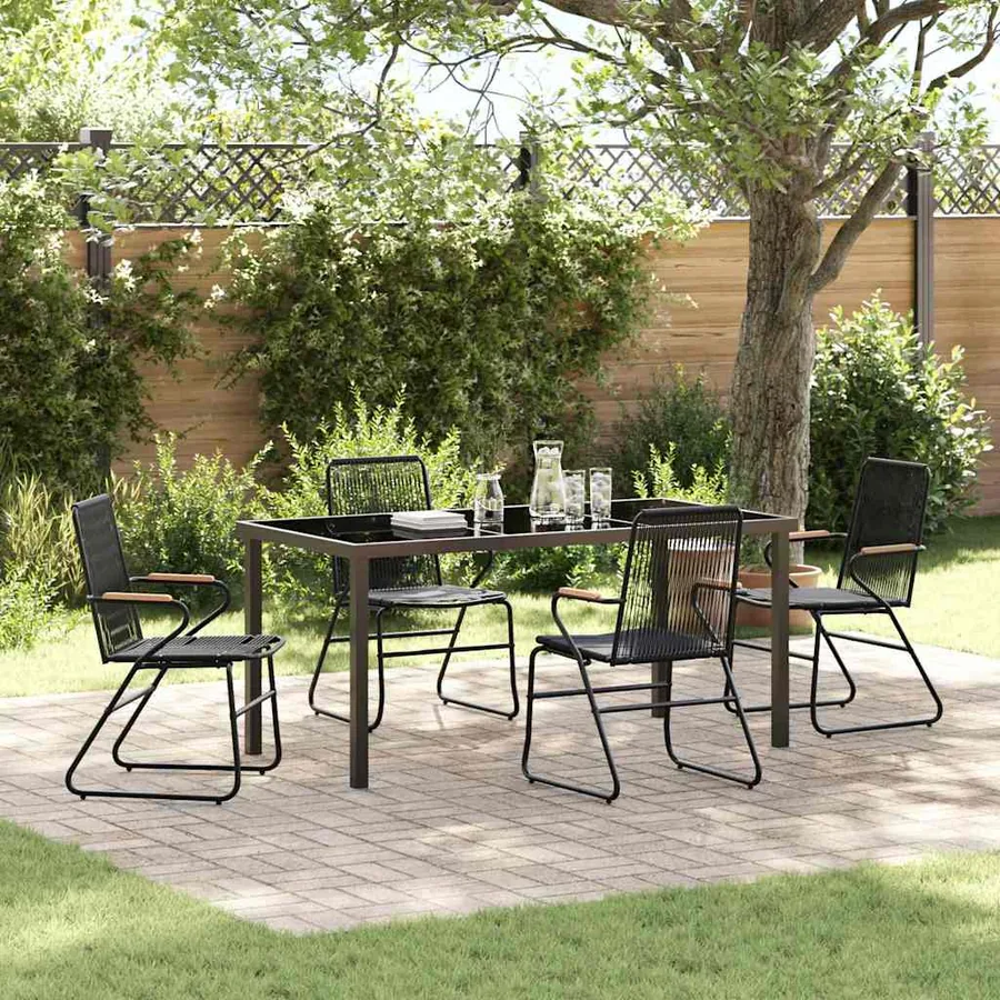 Ensemble de salle à manger pour jardin 5 pcs Noir