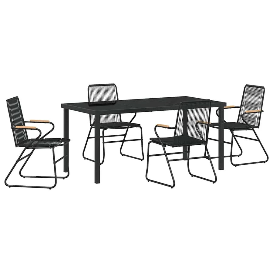 Ensemble de salle à manger pour jardin 5 pcs Noir - 2