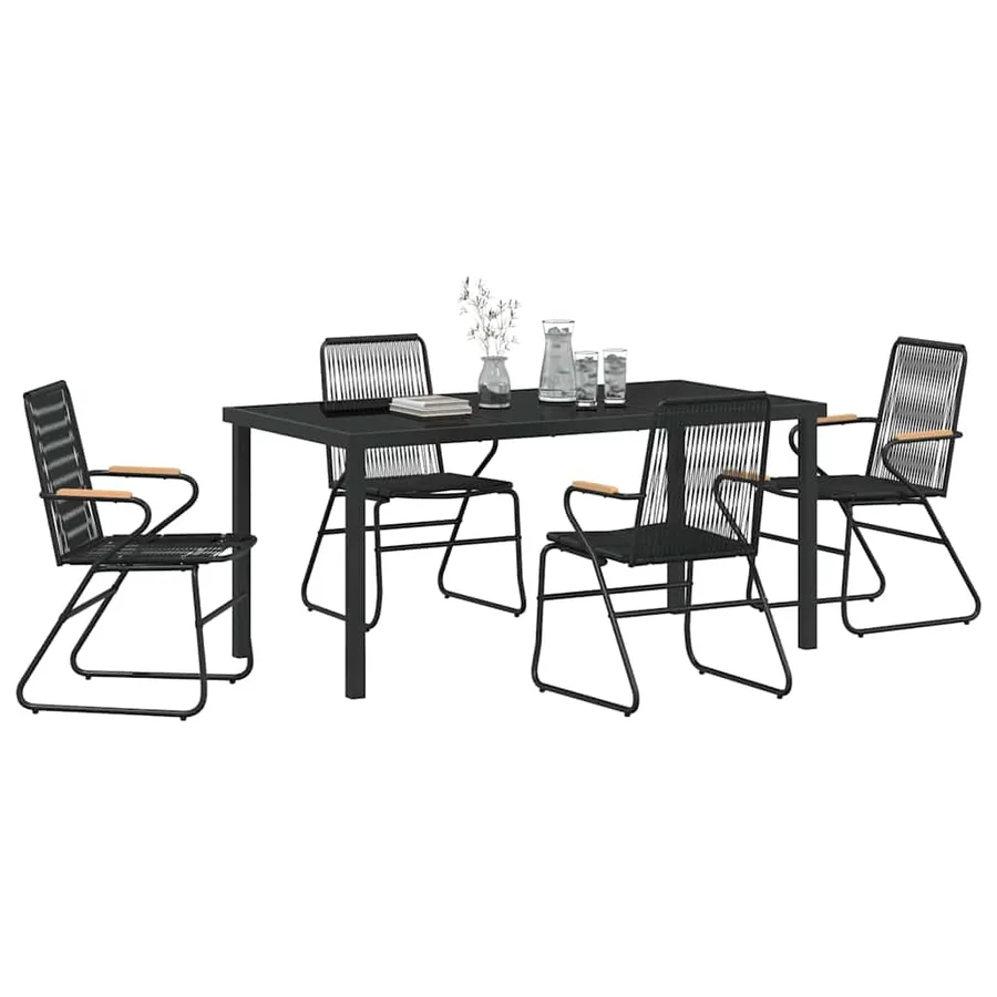 Ensemble de salle à manger pour jardin 5 pcs Noir - 3