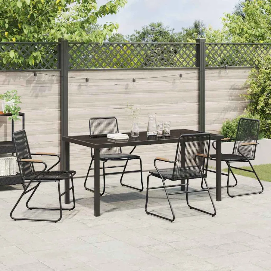 Ensemble de salle à manger pour jardin 5 pcs Noir - 4