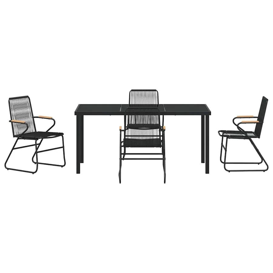 Ensemble de salle à manger pour jardin 5 pcs Noir - 7