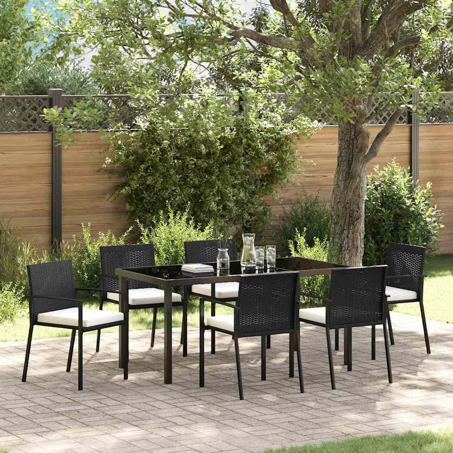 Ensemble de salle à manger pour jardin 7 pcs Noir