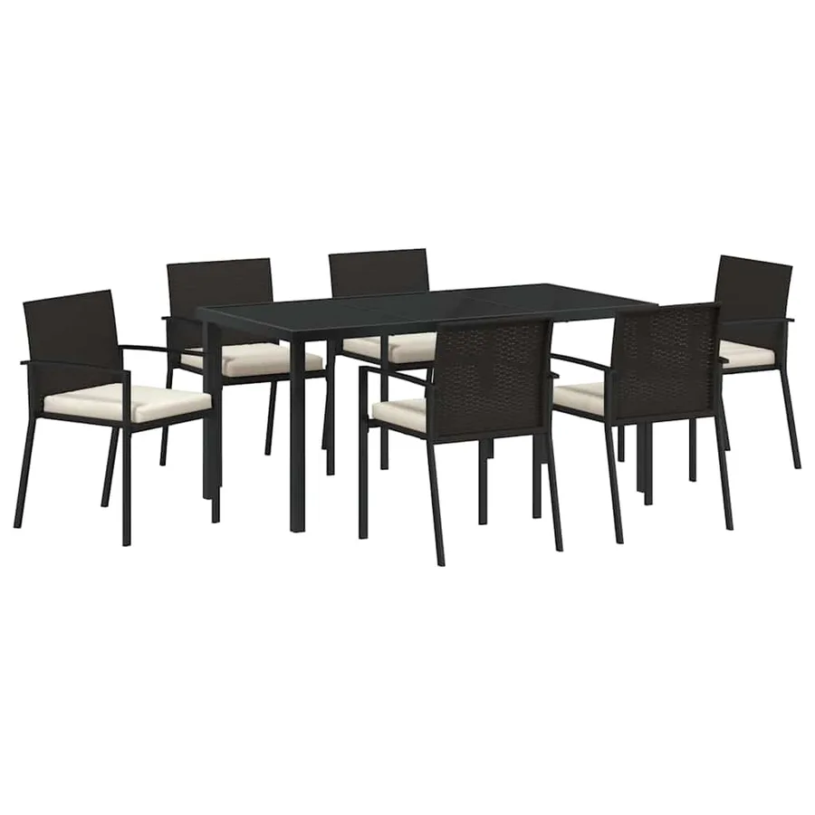 Ensemble de salle à manger pour jardin 7 pcs Noir - 2