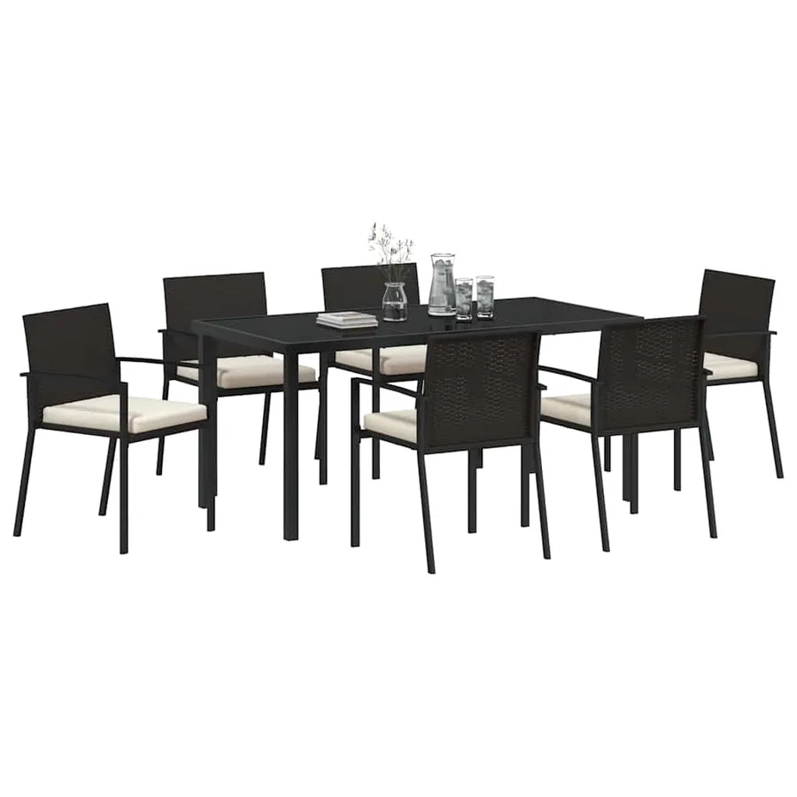Ensemble de salle à manger pour jardin 7 pcs Noir - 3