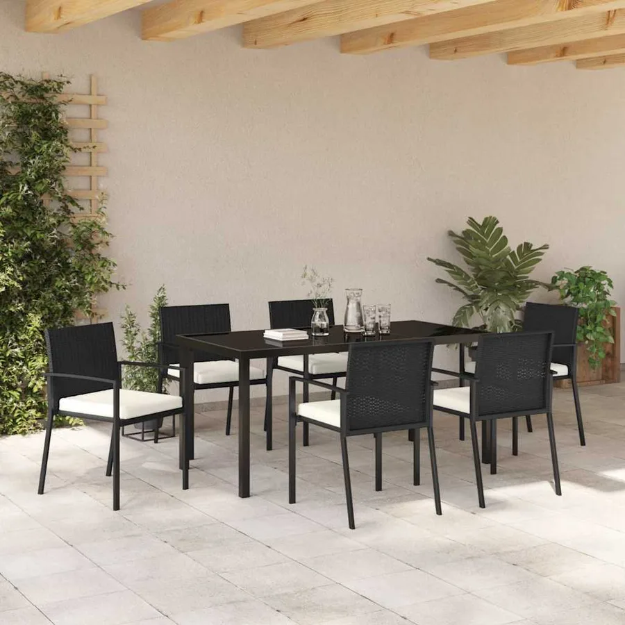Ensemble de salle à manger pour jardin 7 pcs Noir - 4