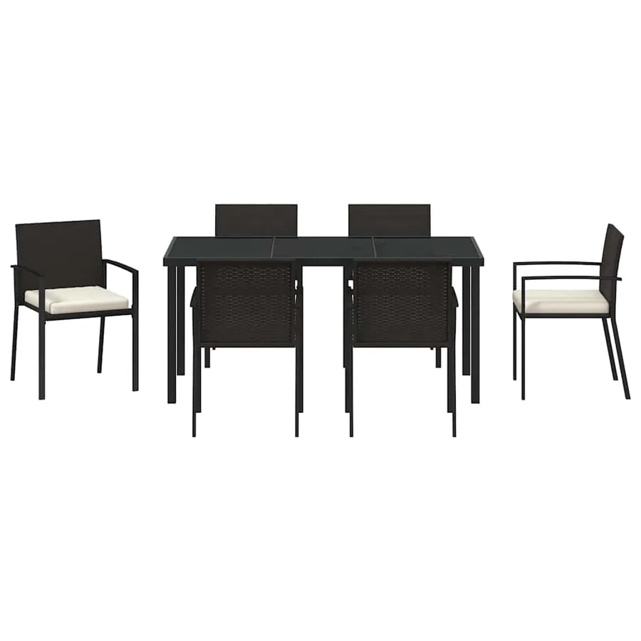Ensemble de salle à manger pour jardin 7 pcs Noir - 7