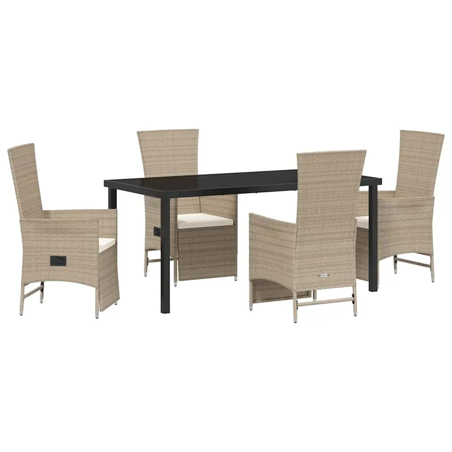 Ensemble de salle à manger pour jardin 5 pcs Beige polyrotin - 2