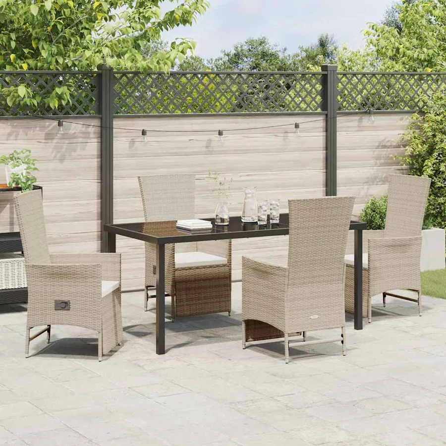 Ensemble de salle à manger pour jardin 5 pcs Beige polyrotin - 4