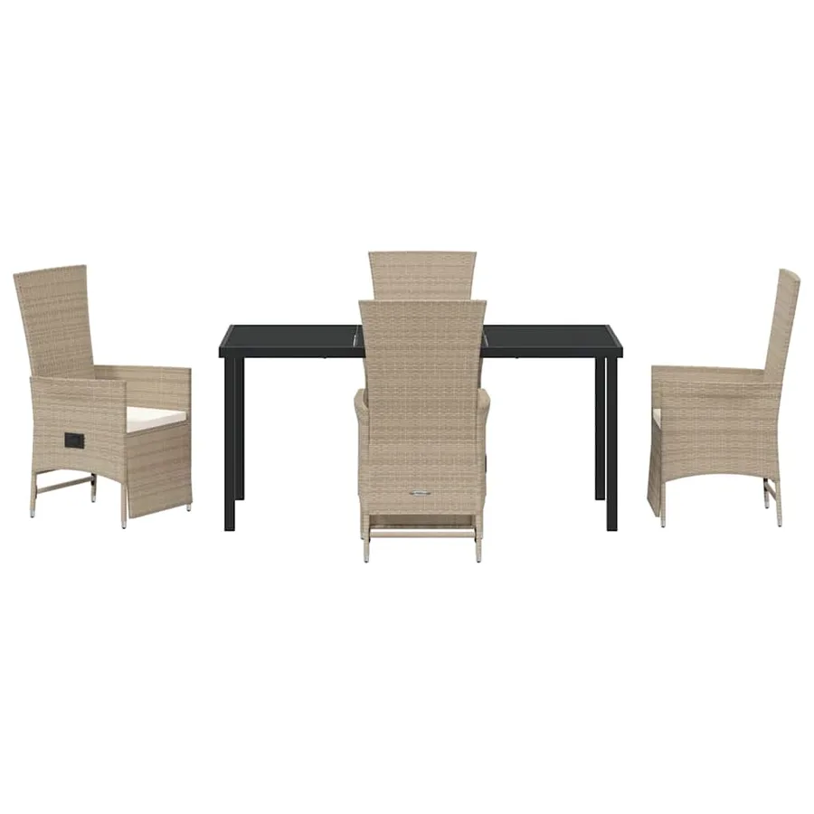 Ensemble de salle à manger pour jardin 5 pcs Beige polyrotin - 7