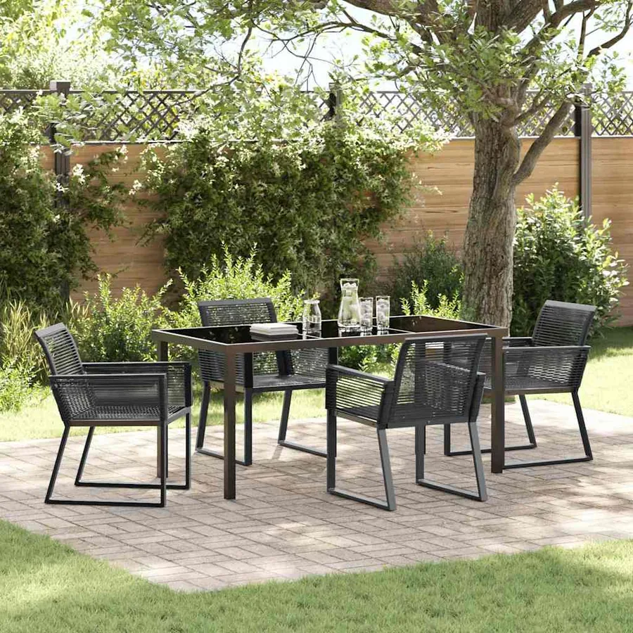 Ensemble de salle à manger pour jardin 5 pcs Noir