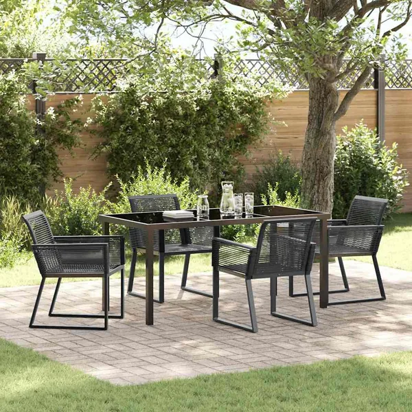 Ensemble de salle à manger pour jardin 5 pcs Noir