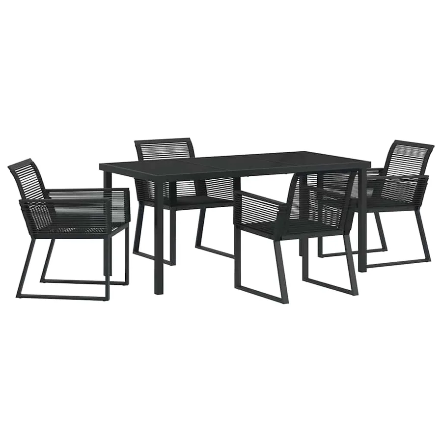 Ensemble de salle à manger pour jardin 5 pcs Noir - 2