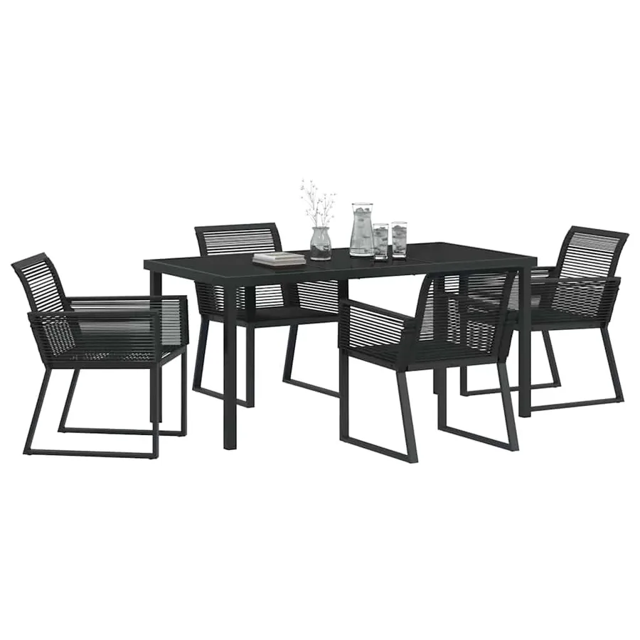 Ensemble de salle à manger pour jardin 5 pcs Noir - 3