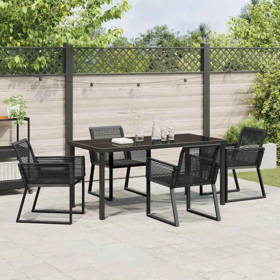 Ensemble de salle à manger pour jardin 5 pcs Noir - 4