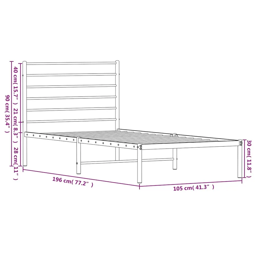 Cadre de lit métal sans matelas avec tête de lit noir 100x190cm - 10