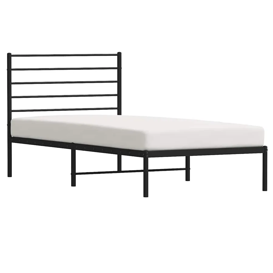 Cadre de lit métal sans matelas avec tête de lit noir 100x190cm - 5