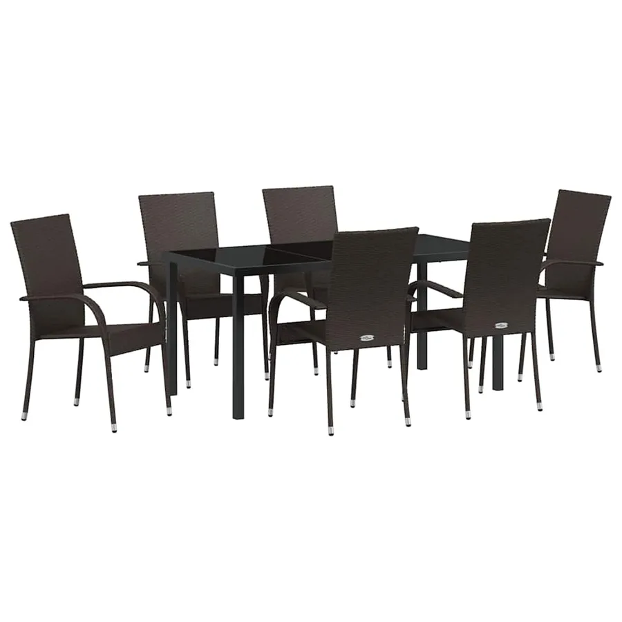 Ensemble de salle à manger pour jardin 7 pcs Marron - 2
