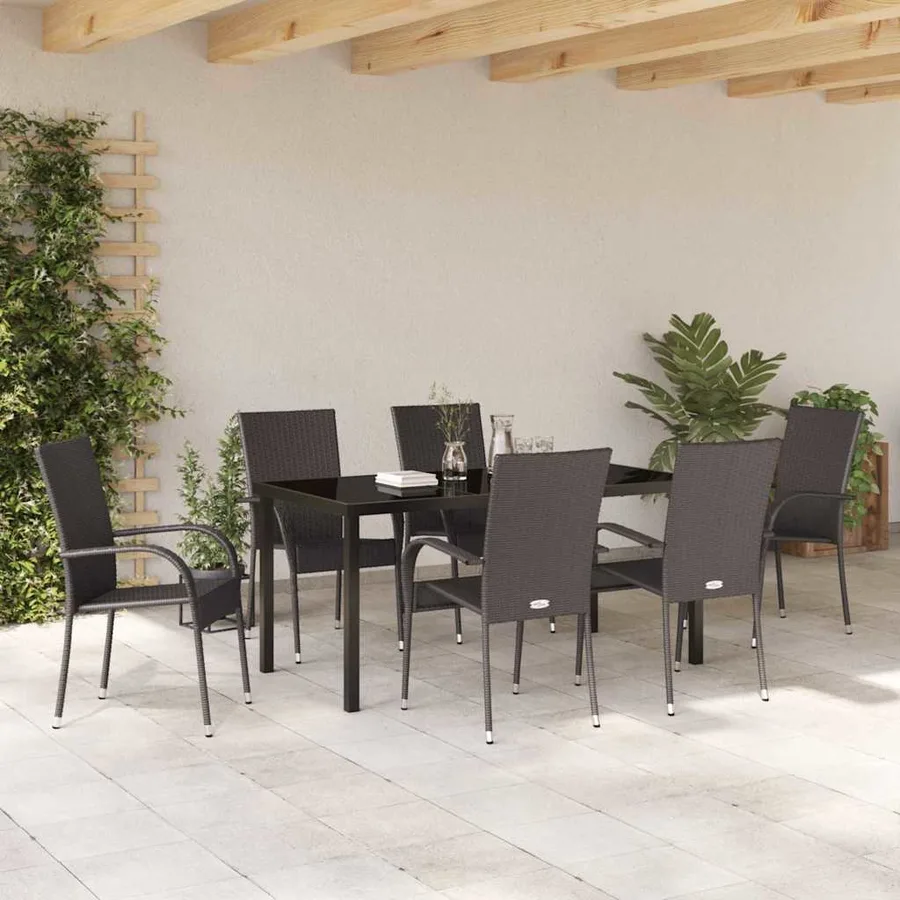 Ensemble de salle à manger pour jardin 7 pcs Marron - 4