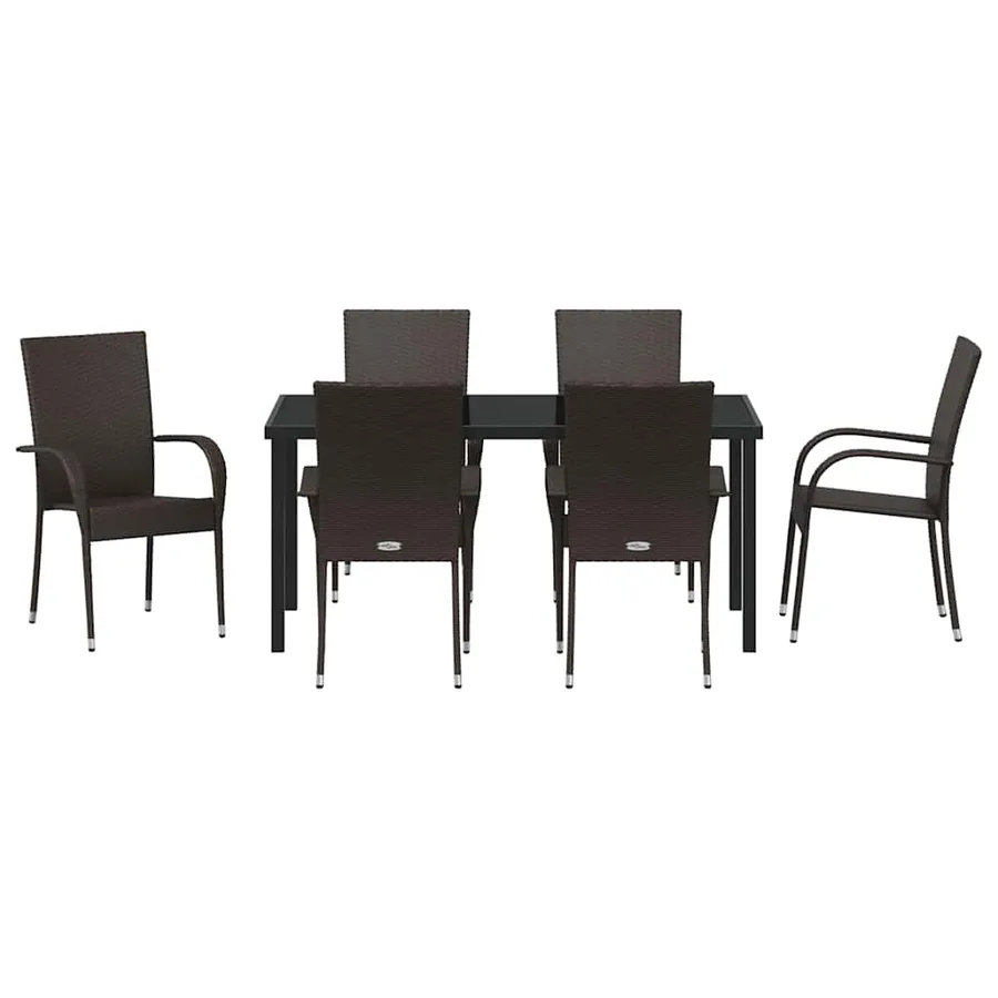 Ensemble de salle à manger pour jardin 7 pcs Marron - 7