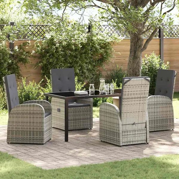 Ensemble de salle à manger pour jardin 5 pcs Gris polyrotin