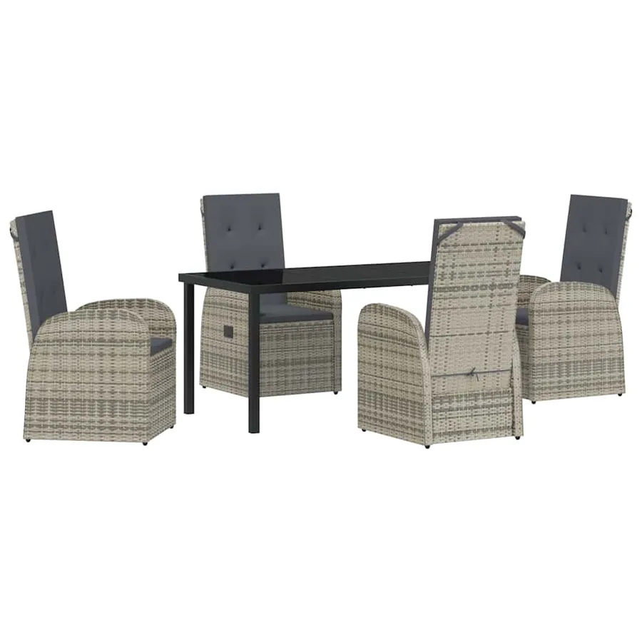 Ensemble de salle à manger pour jardin 5 pcs Gris polyrotin - 2