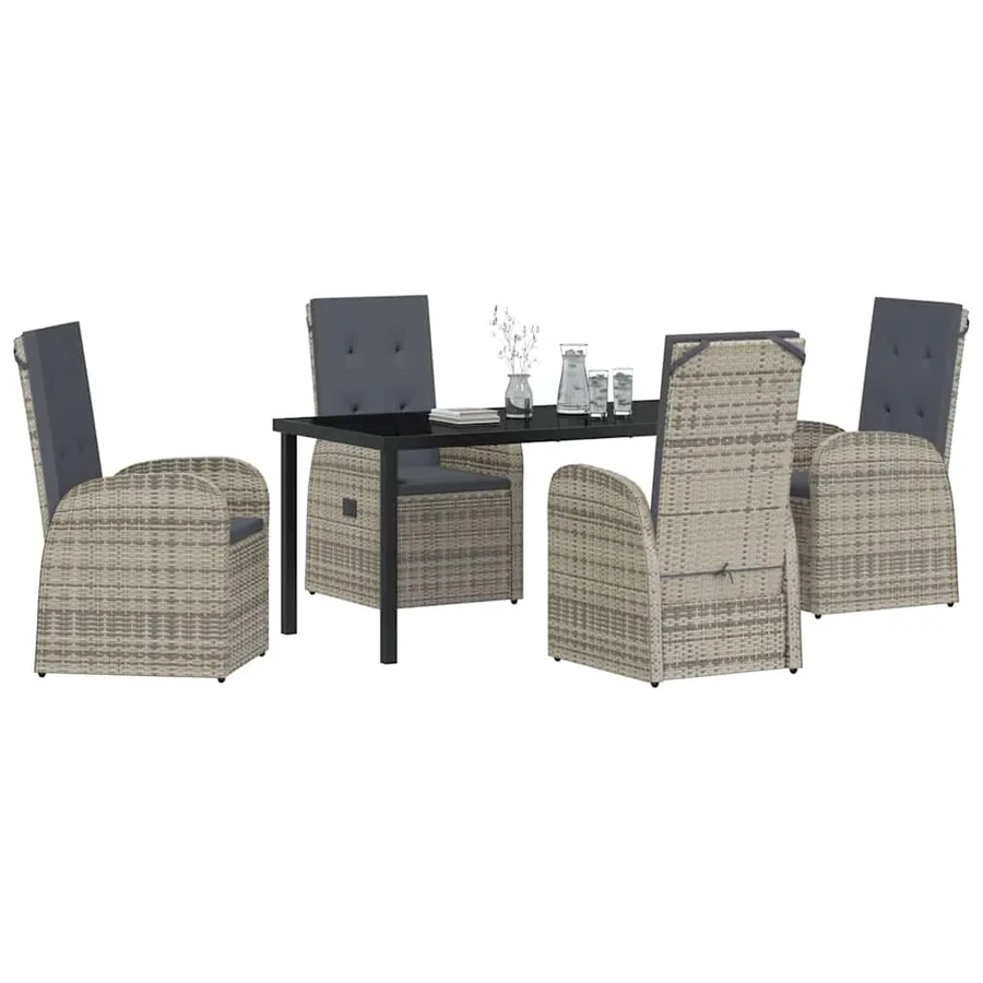 Ensemble de salle à manger pour jardin 5 pcs Gris polyrotin - 3