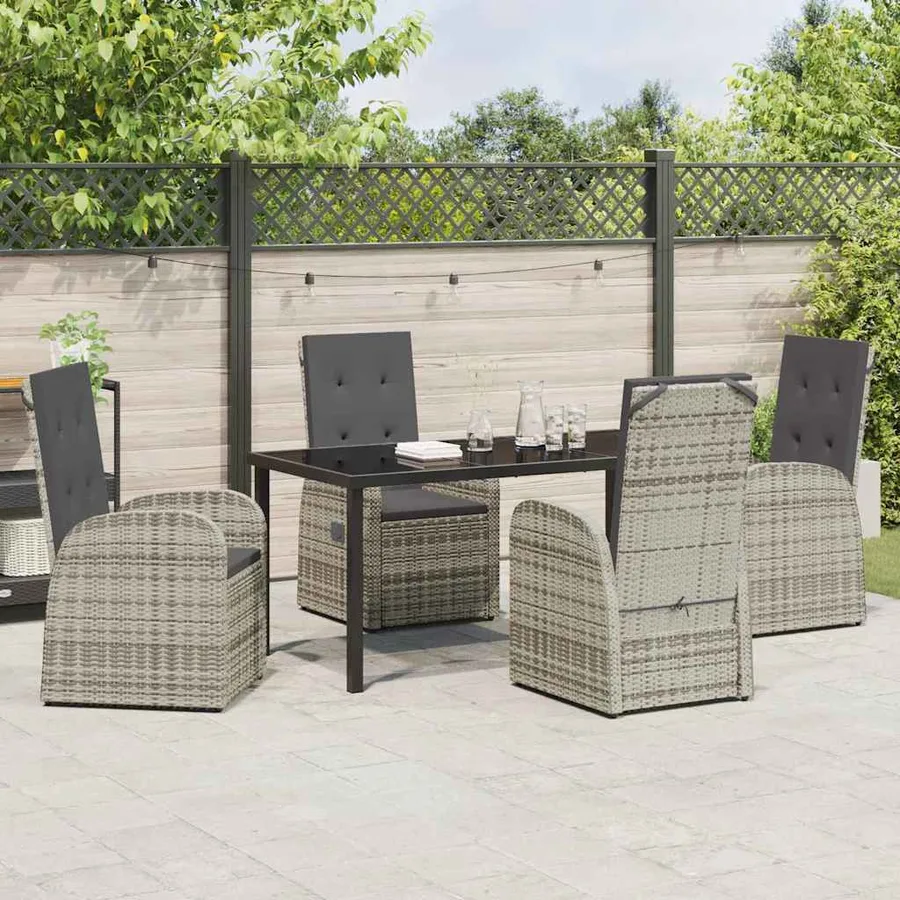 Ensemble de salle à manger pour jardin 5 pcs Gris polyrotin - 4