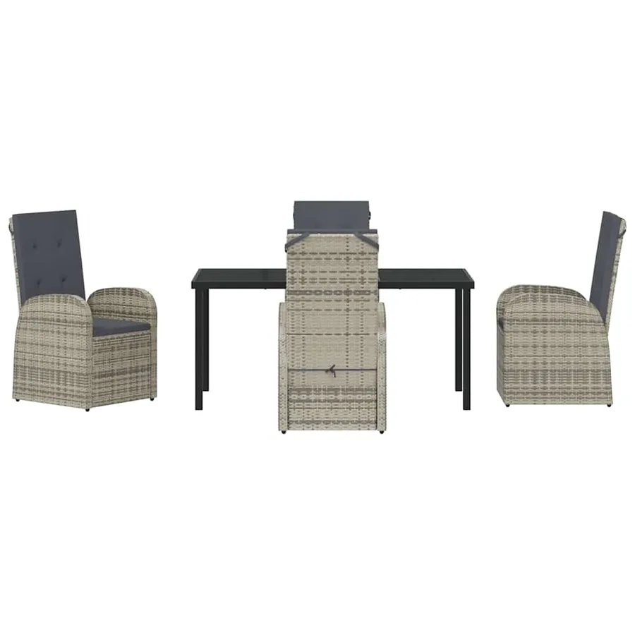 Ensemble de salle à manger pour jardin 5 pcs Gris polyrotin - 7