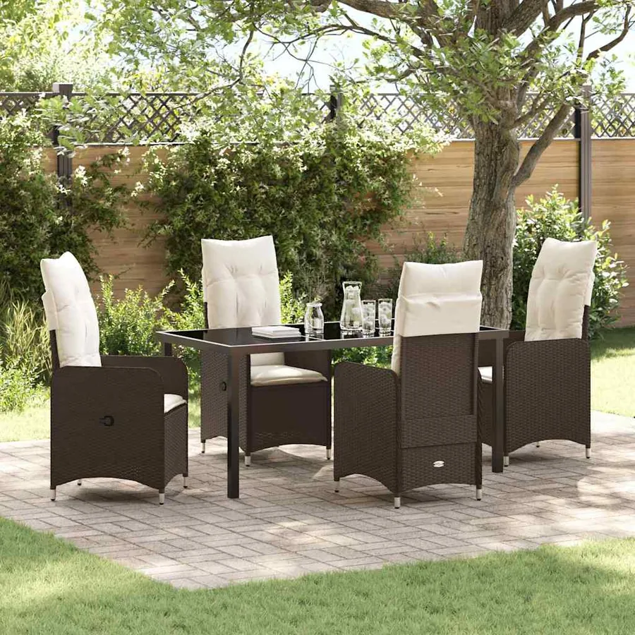 Ensemble de salle à manger pour jardin 5 pcs Marron polyrotin