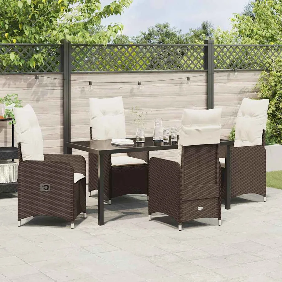 Ensemble de salle à manger pour jardin 5 pcs Marron polyrotin - 4