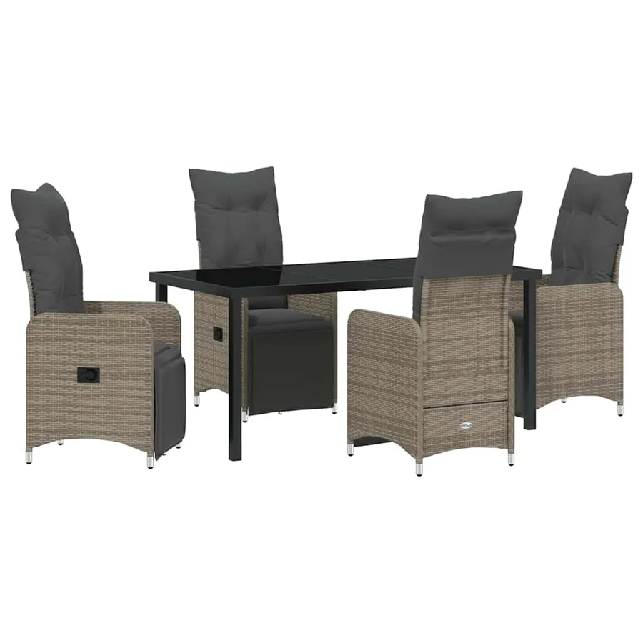 Ensemble de salle à manger pour jardin 5 pcs Gris polyrotin - 2