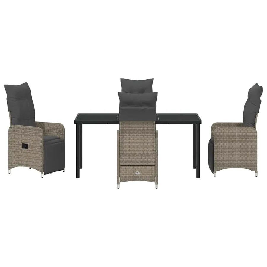 Ensemble de salle à manger pour jardin 5 pcs Gris polyrotin - 7