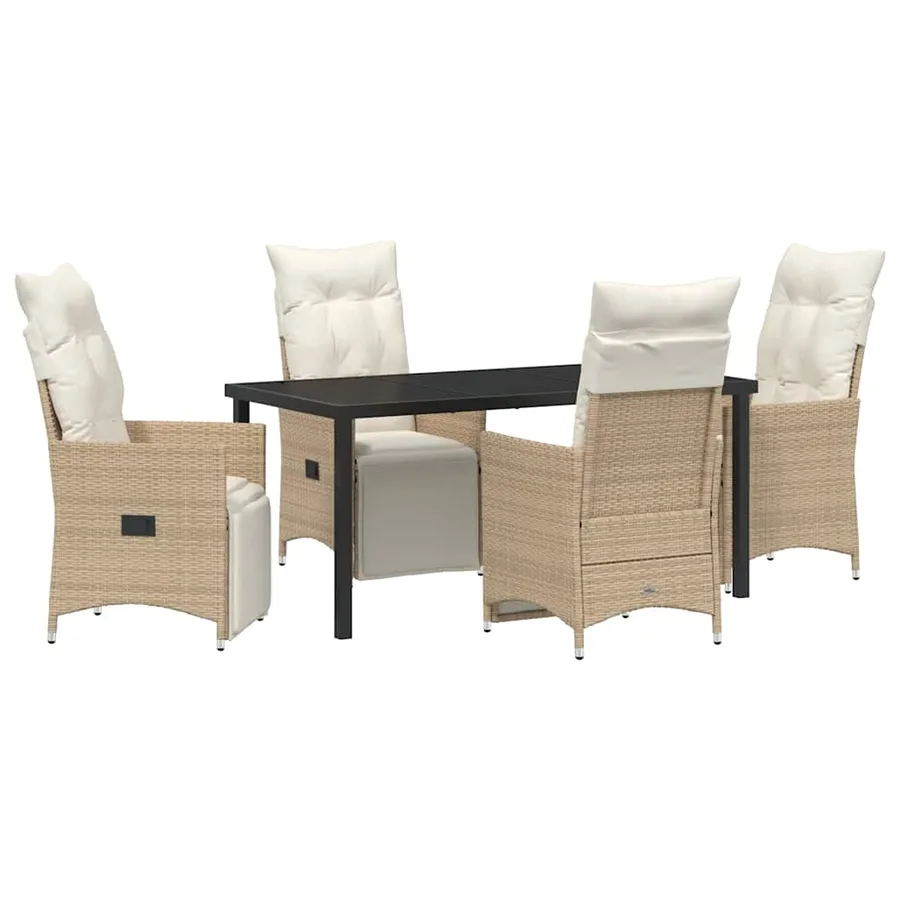 Ensemble de salle à manger pour jardin 5 pcs Beige polyrotin - 2