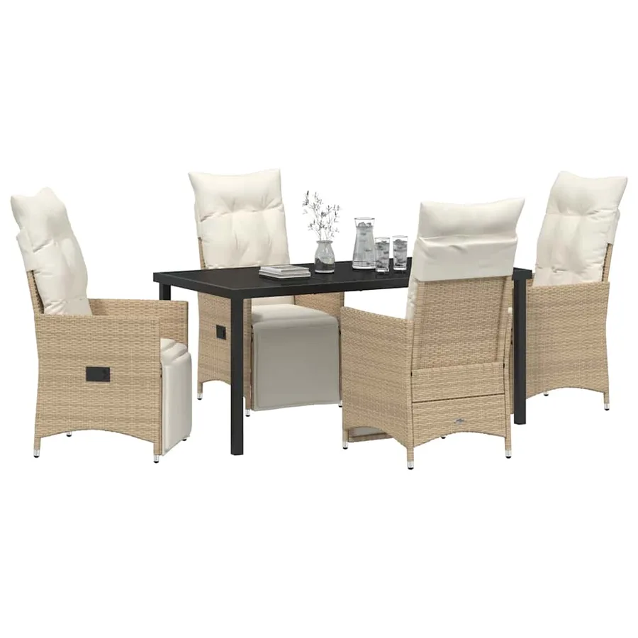 Ensemble de salle à manger pour jardin 5 pcs Beige polyrotin - 3