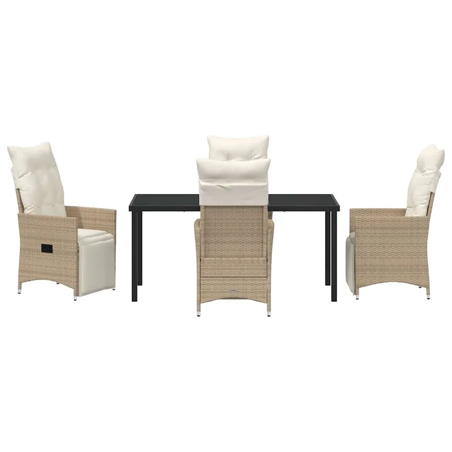 Ensemble de salle à manger pour jardin 5 pcs Beige polyrotin - 7